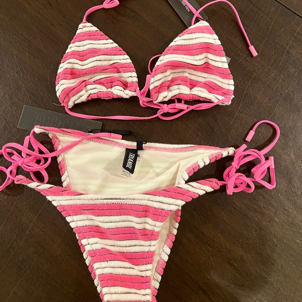 NWT TRIANGL stripped bathing suit pink and white